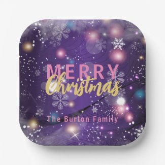 Gleaming Purple Winter Wonderland Merry Christmas 