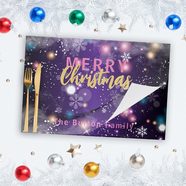 Gleaming Purple Winter Wonderland Paper Placemat (Creator Uploaded)