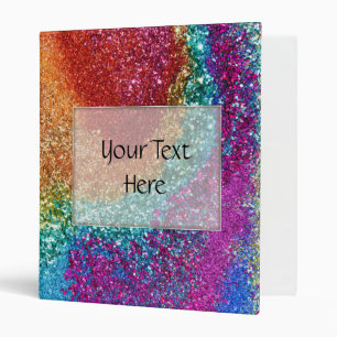 Gleaming Rainbow Glitter Swirl 3 Ring Binder