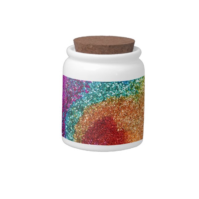 Gleaming Rainbow Glitter Swirl Candy Jar (Left)