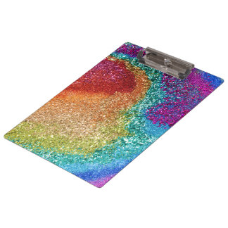 Gleaming Rainbow Glitter Swirl Clipboard