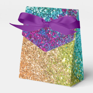 Gleaming Rainbow Glitter Swirl Favor Boxes