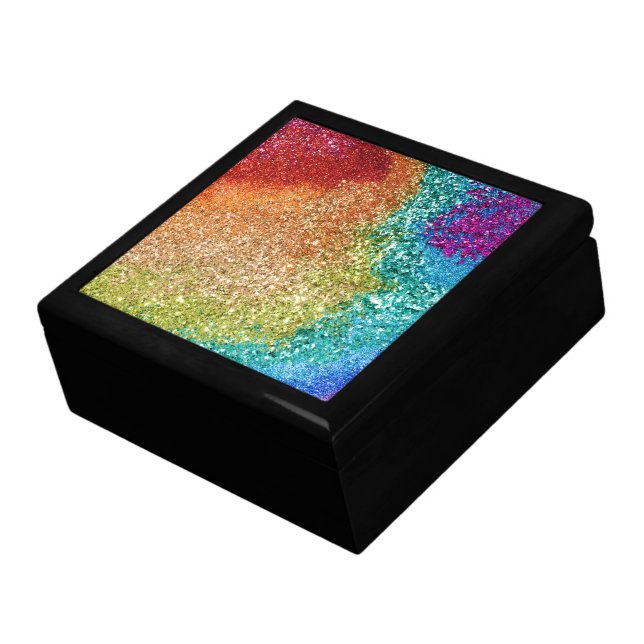 Gleaming Rainbow Glitter Swirl Gift Box (Side)