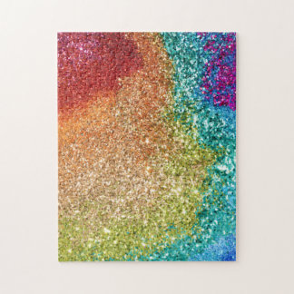 Gleaming Rainbow Glitter Swirl Jigsaw Puzzle