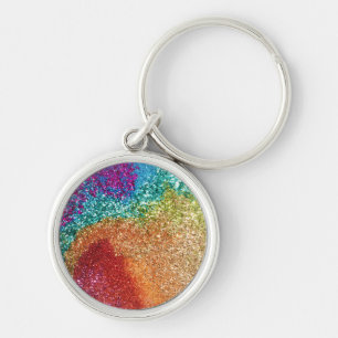 Gleaming Rainbow Glitter Swirl Keychain