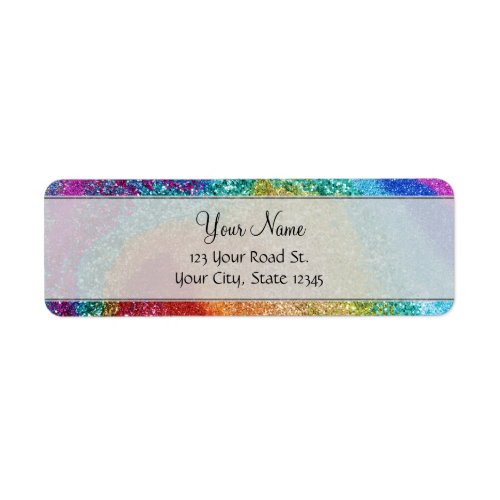 Gleaming Rainbow Glitter Swirl Label