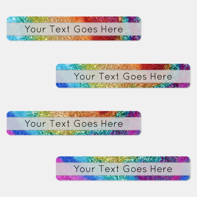 Gleaming Rainbow Glitter Swirl Labels (Group)