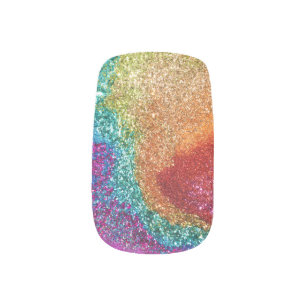 Gleaming Rainbow Glitter Swirl Minx Nail Art