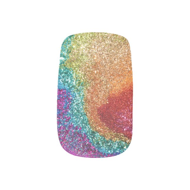 Gleaming Rainbow Glitter Swirl Minx Nail Art (Left Thumb)