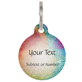 Gleaming Rainbow Glitter Swirl Pet ID Tag