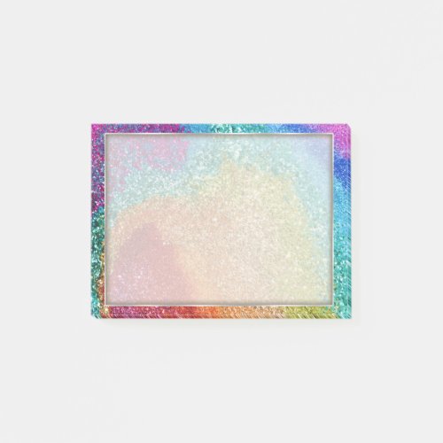 Gleaming Rainbow Glitter Swirl Post_it Notes