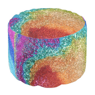 Gleaming Rainbow Glitter Swirl Pouf