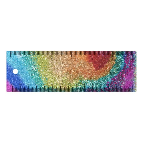 Gleaming Rainbow Glitter Swirl Ruler