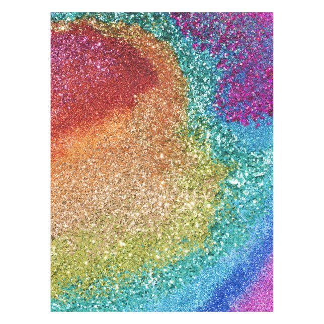 Gleaming Rainbow Glitter Swirl Tablecloth (Front)