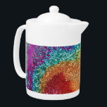 Gleaming Rainbow Glitter Swirl Teapot<br><div class="desc">A brilliant rainbow swirl of glitter,  shimmering in every color of the spectrum.  A bright,  fun way to show your pride,  or to simply add a sparkle of color any day.</div>