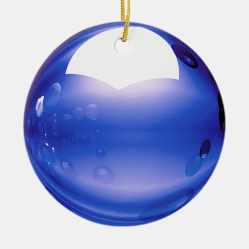 Gleaming sphere in deep blue  gold ceramic ornament