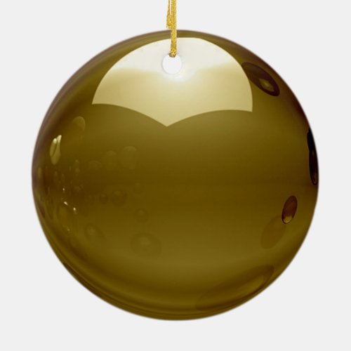Gleaming sphere in gold ceramic ornament