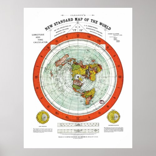 Gleasons new standard map of the world poster