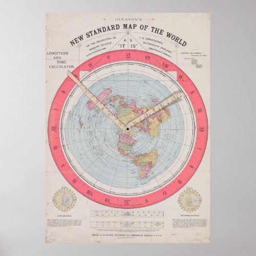 Gleasons new standard map of the world poster