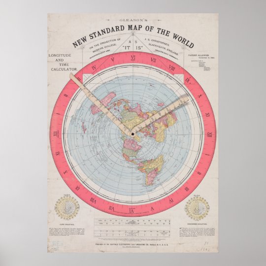 Gleason's new standard map of the world poster | Zazzle.com