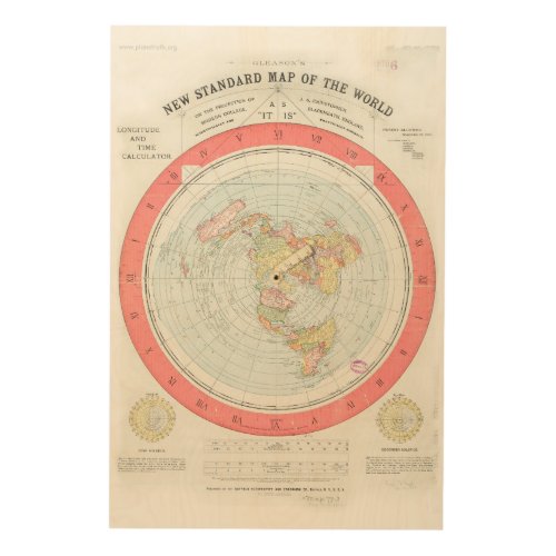 Gleasons NEW STANDARD MAP OF THE WORLD Wood Art