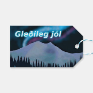 Gleðileg Jól - Blue Aurora Gift Tags