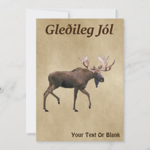 Gleðileg Jól - Bull Moose On Old Paper