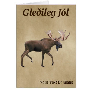 Gleðileg Jól - Bull Moose On Old Paper