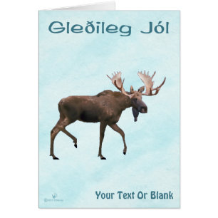 Gleðileg Jól - Bull Moose On Snow Cards