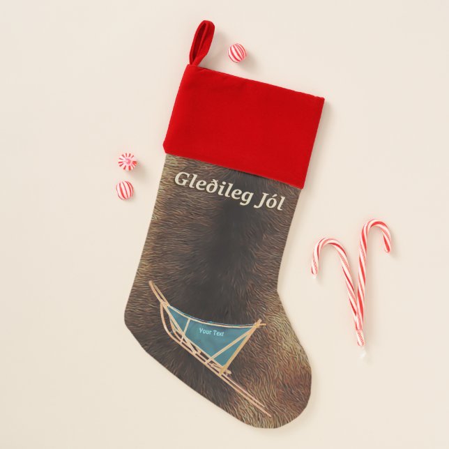 Gleðileg Jól - Dog Sled Christmas Stocking (Front)