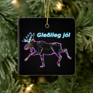Gleðileg jól - Electric Moose Ceramic Ornament