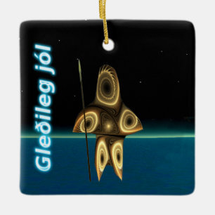 Gleðileg jól - Fractal Inuit Hunter Ceramic Ornament
