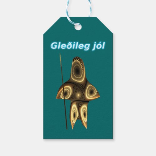 Gleileg jl _ Fractal Inuit Hunter Gift Tags