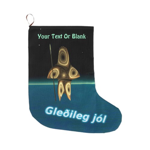 Gleileg jl _ Fractal Inuit Hunter Large Christmas Stocking