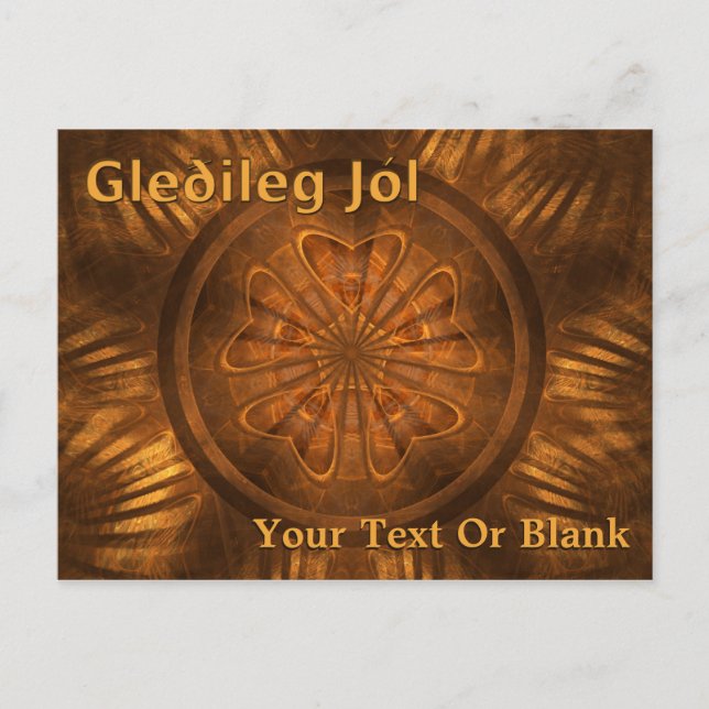 Gleðileg Jól - Fractal Wood Carving Postcard (Front)