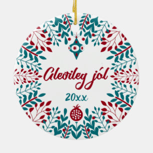 Gleðileg jól, Icelandic Christmas Greeting Ceramic Ornament