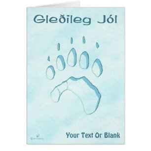 Gleðileg Jól - Polar Bear Paw Print Cards