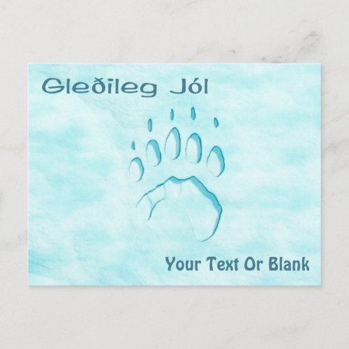 Gleileg Jl _ Polar Bear Paw Print Postcard