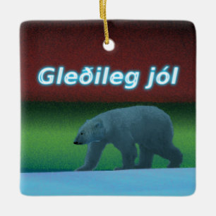 Gleðileg Jól - Polar Lights Polar Bear Ceramic Ornament