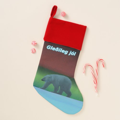 Gleileg jl _ Polar Lights Polar Bear Christmas Stocking