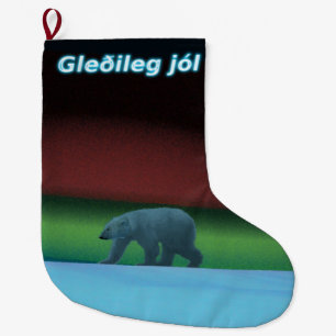 Gleðileg jól - Polar Lights Polar Bear Large Christmas Stocking