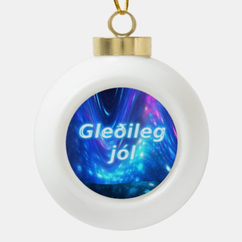 Gleileg Jl _ Qaanaaq _ Northern Lights Ceramic Ball Christmas Ornament