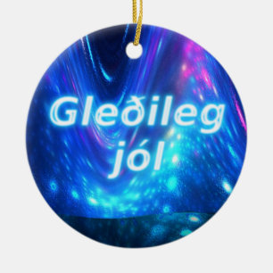 Gleðileg Jól - Qaanaaq - Northern Lights Ceramic Ornament