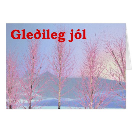 Gleðileg jól - Raspberry Creme Birch Cards (Front Horizontal)