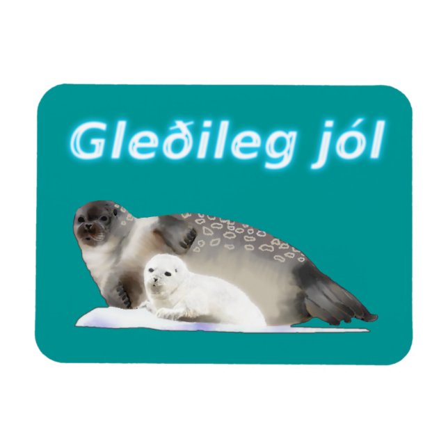 Gleðileg jól - Ringed Seal Magnet (Horizontal)