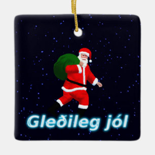 Gleðileg jól - Santa Claus Ceramic Ornament