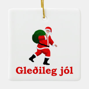 Gleðileg jól - Santa Claus Ceramic Ornament