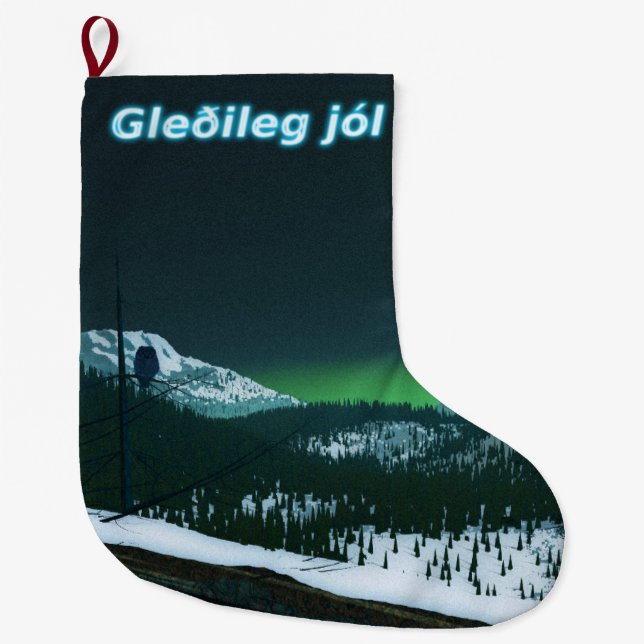 Gleðileg jól - Silent Night Large Christmas Stocking (Front)