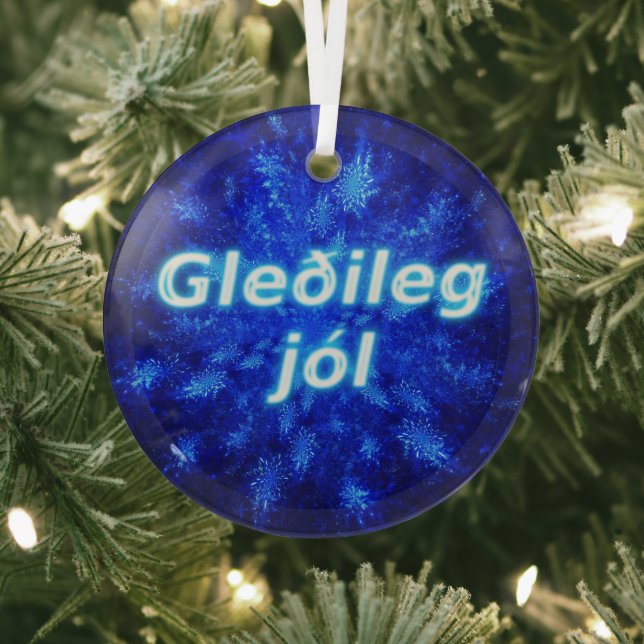 Gleðileg Jól - Snowburst Glass Ornament (Insitu)