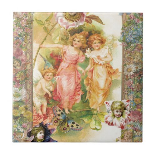 Glee _ Angels and Flowers Ceramic Tile